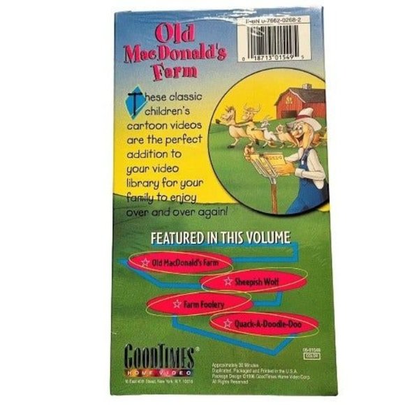 Old Mc Donald's Farm (4) Fully Animated Color Cartoons Factory Sealed VHS Tape - Picture 2 of 4